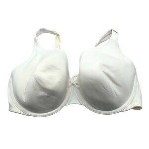 Cacique Lightly Lined Full Coverage Bra White Cotton & Spandex 44DD